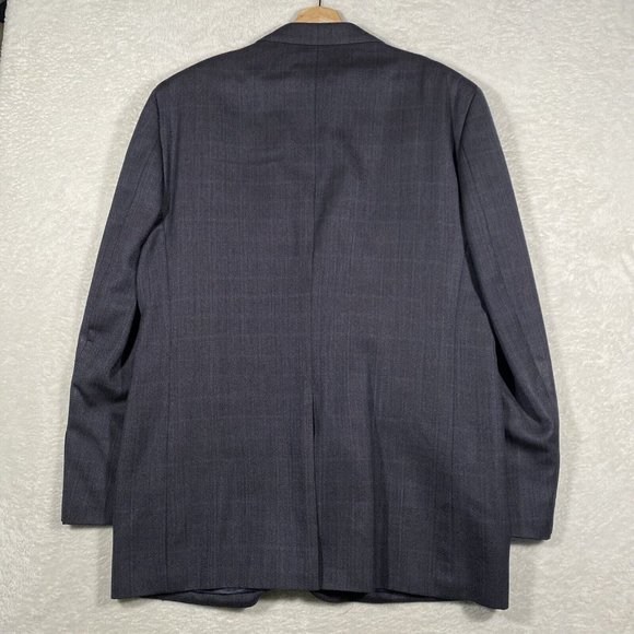 Joseph & Feiss‎ Gold Mens 44L Grey Herringbone Plaid Windowpane Blazer Wool EUC - Picture 7 of 11